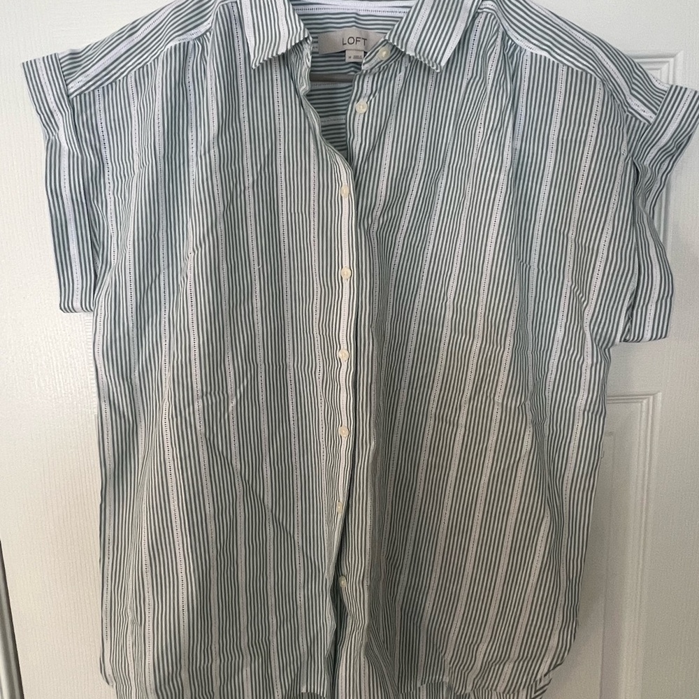 LOFT women’s green striped shirt